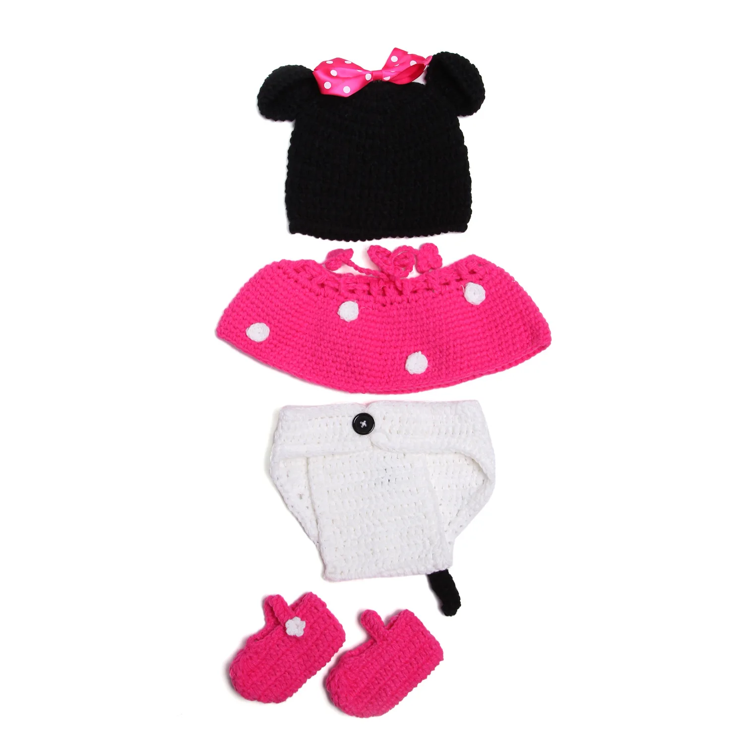 4PCS Animal Style Baby Crochet Halloween Costume Newborn Photography Props Handmade Knit Mickey Outfit Sleepy Owl Frog Baby Gift