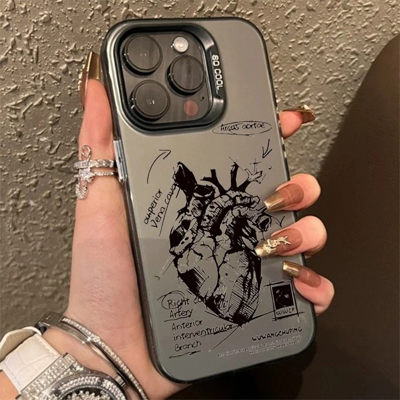 Creative Cardiovascular Model Heart Medical Phone Case For iPhone 15 14 13 12 11 Pro Max X XR XS Max Fashion Unique Back Cover