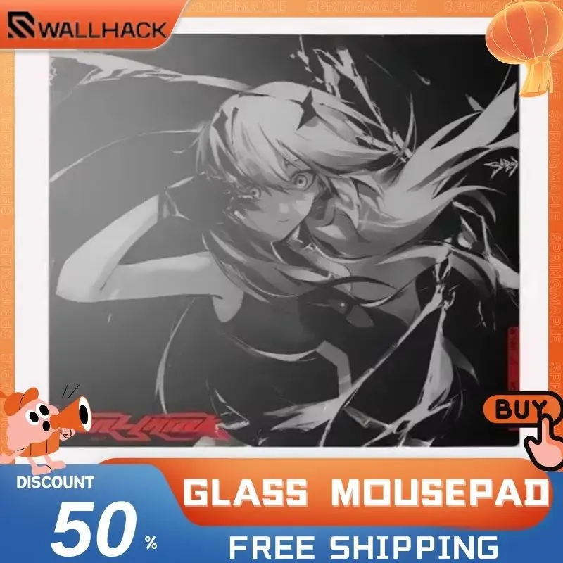 Wallhack Glass Gaming Mouse Pad Frenzy Sora/Faith Yume Fps Coating Upgrade Glass Smooth Desk Mat Office Gamer Accessories Custom