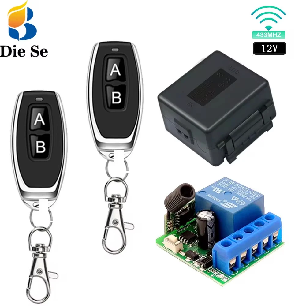 

RF433Mhz Remote Control Wireless Switch DC 12V 1CH RF 10A Relay Receiver and AB Transmitter For Door Electromagnetic Lock