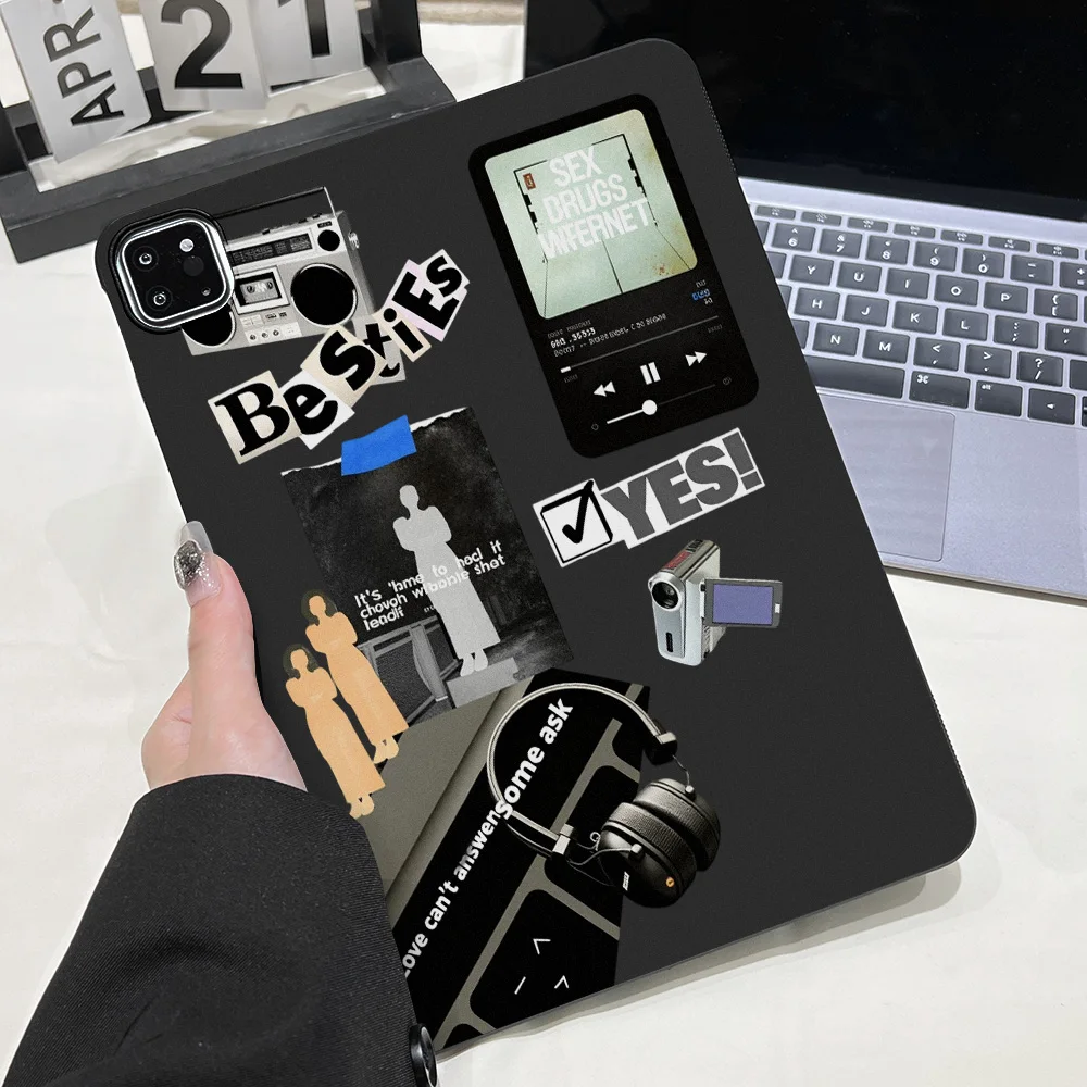 Y2K Retro Collage Sticker Tablet Protective Case For Apple iPad Air 11 2025 2026 Pro 12.9 13 10.5 Mini 2021 2024 Anti‑Slip Cover