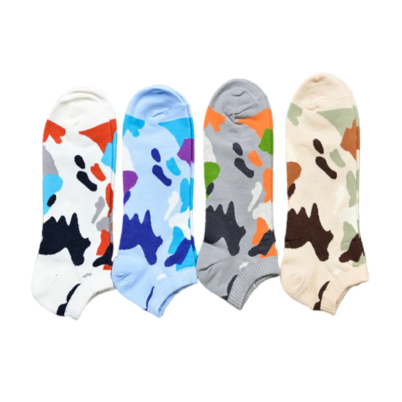 Spring Men Camouflage Short Socks Colorful Shallow Mouth Invisible Socks 2023 Man's Comfortable Breathable Ankle Socks