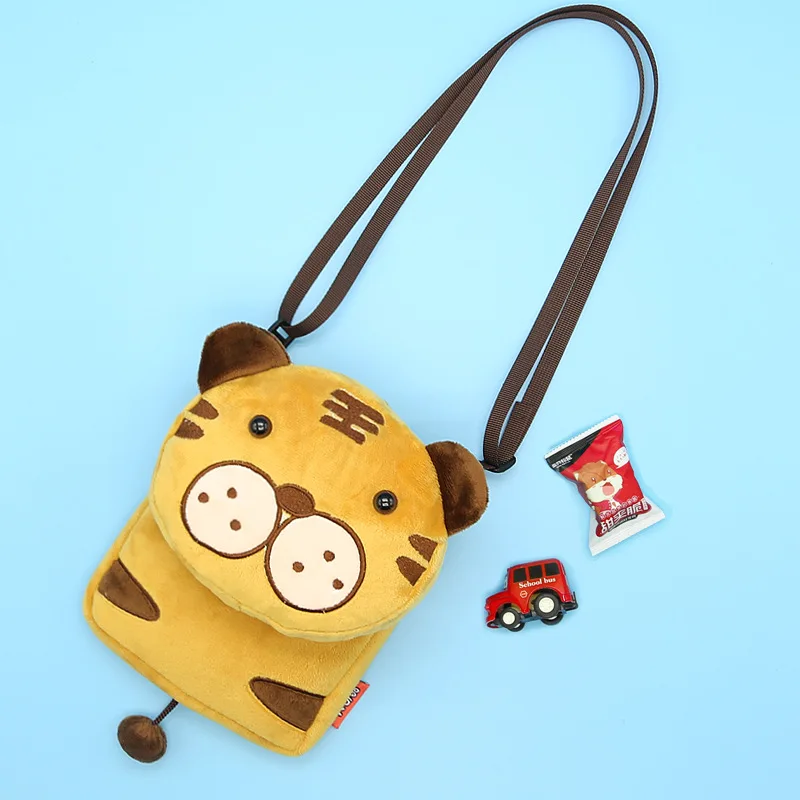 Unisex Animal Kids Stuffed Crossbody Bag Messenger Bags For Boys Girls Kawaii Cartoon Bags For Children Over 3 Years Old