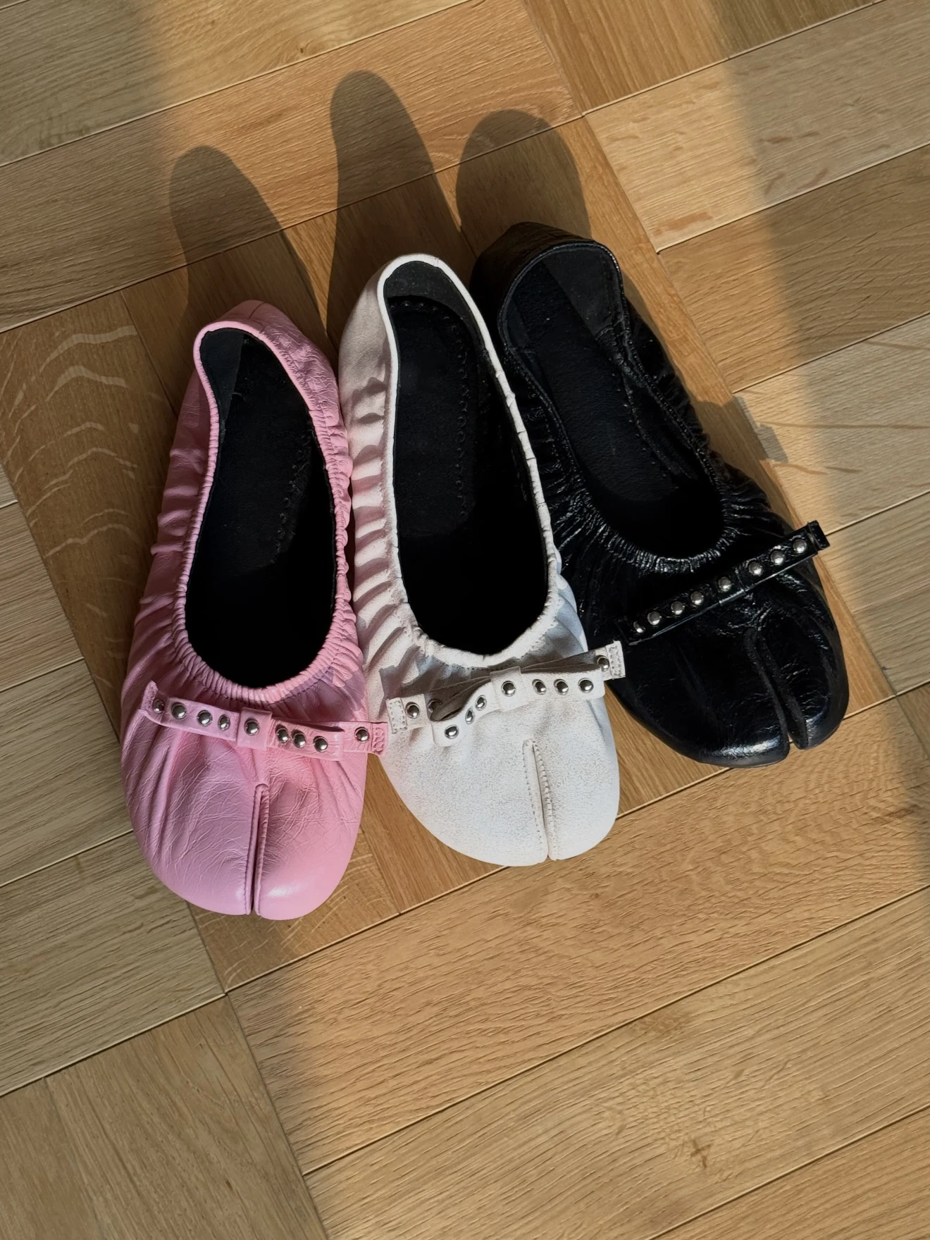 genuine-leather-ballet-flats-retro-bow-rivet-commute-flat-mouth-women's-shoes-spring-summer-fashion-casual-slip-on-flats