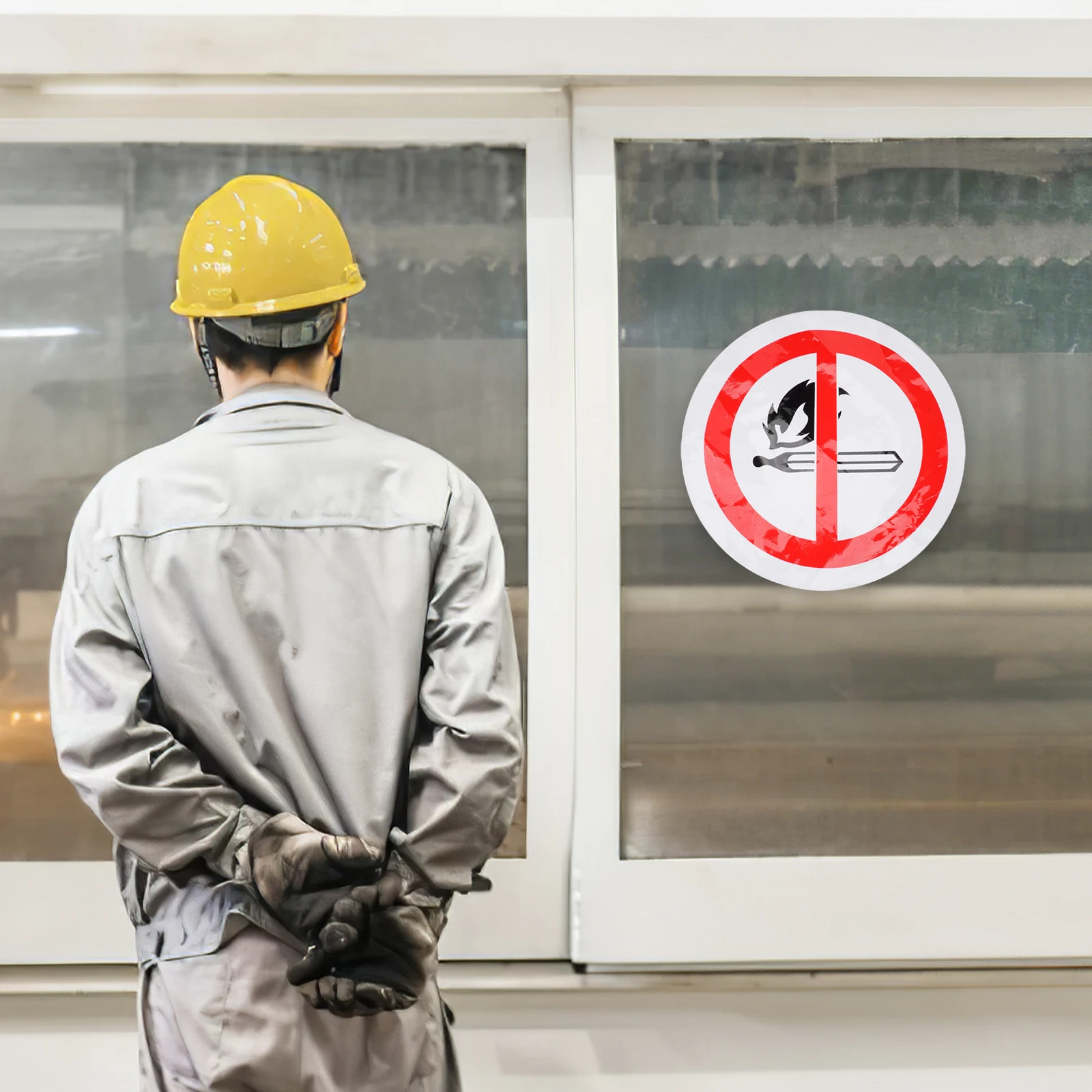 Warning Signs Stickers Safety Label Decal Flame Adhesive Decals Self Security Caution Pvc Round