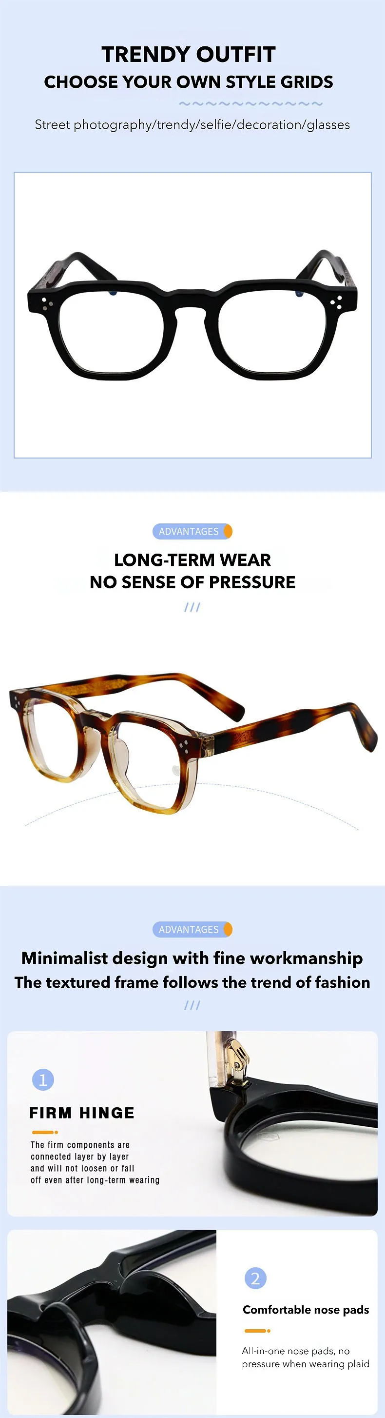 O-Q CLUB Quadratische Brille, Sonnenbrille für Herren, TR-Rahmen, Retro, hochwertige Brillen, Herrenbrillen, Computerlinsen zum Lesen von Lunette – Detail 3