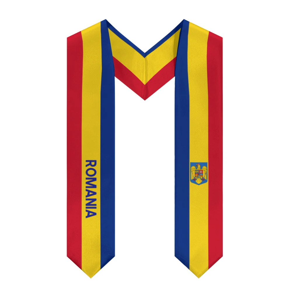 More design Graduation shawl Romania Flag & United States Flag Stole Sash Honor Study Aboard International Students