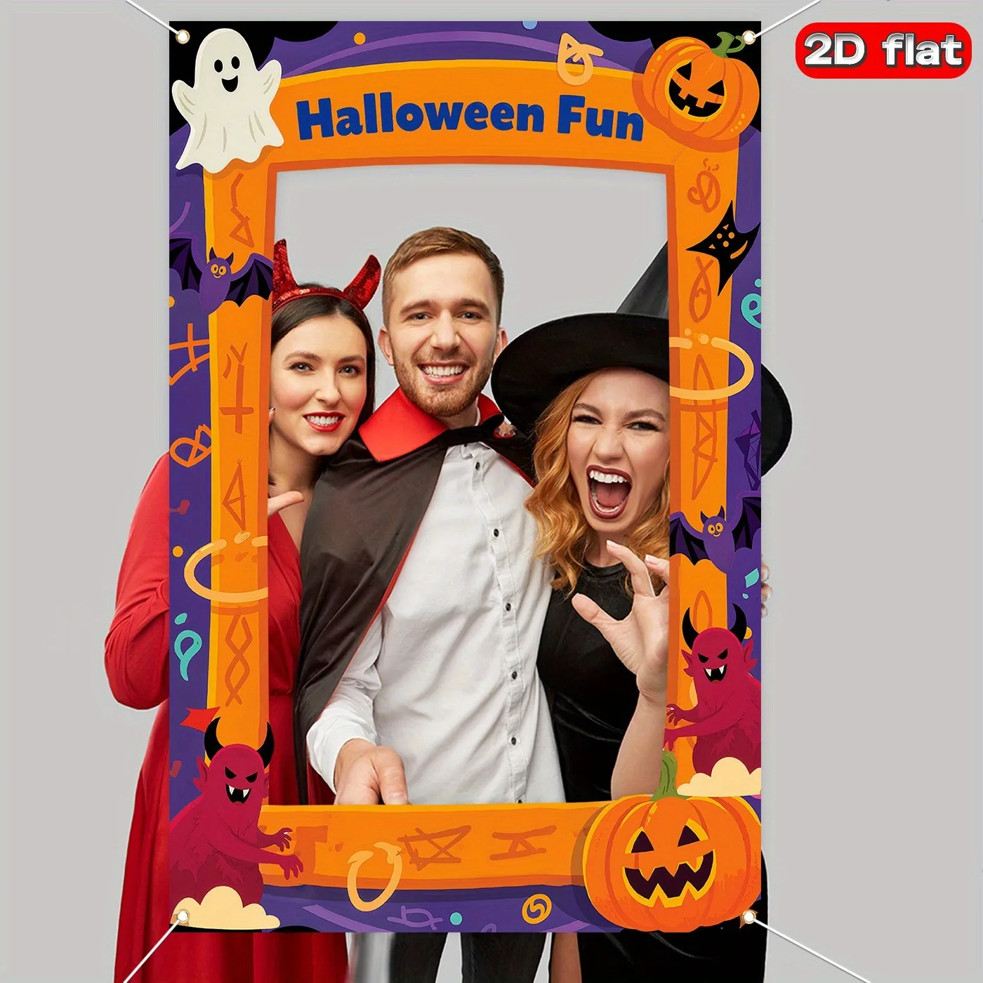 Cartoon Halloween Ausstellungsrahmen Banner Kürbis Geist Fledermaus Teufel für drinnen und draußen Rasen Veranda Party Deko Fotozubehör