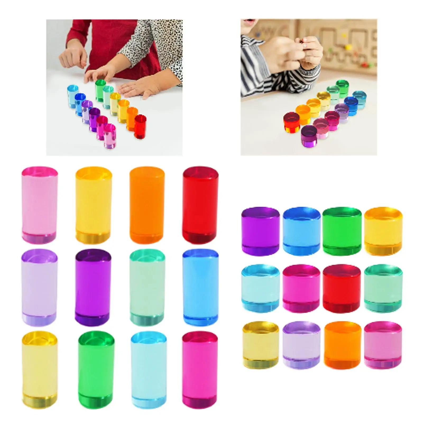 12 pezzi set di blocchi arcobaleno per bambini colorati ragazzi ragazze coordinazione occhio-mano blocchi cilindrici acrilici educazione precoce