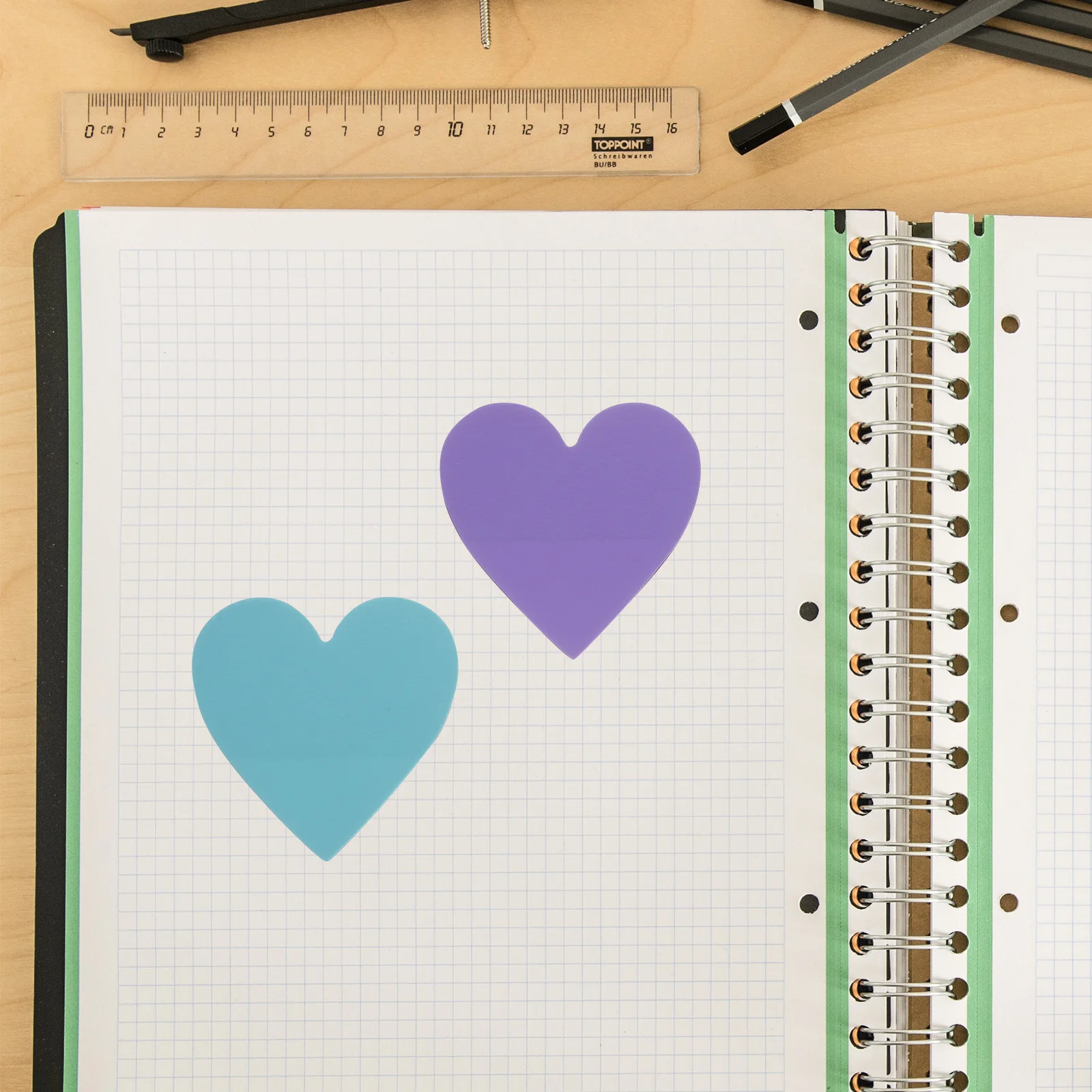 

16 Books Memo Stickers Household Heart Shaped Self Adhesive Pads School Note Pads Portable Notebooks Simple Design