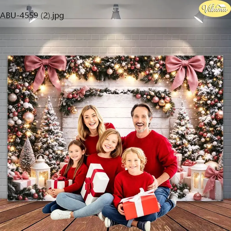 VIKAMA Mrs Claus Kitchen Cookies Joy Holiday Photo Backdrop Banner for Xmas Party Studio Photography Booth Decorative Home Decor