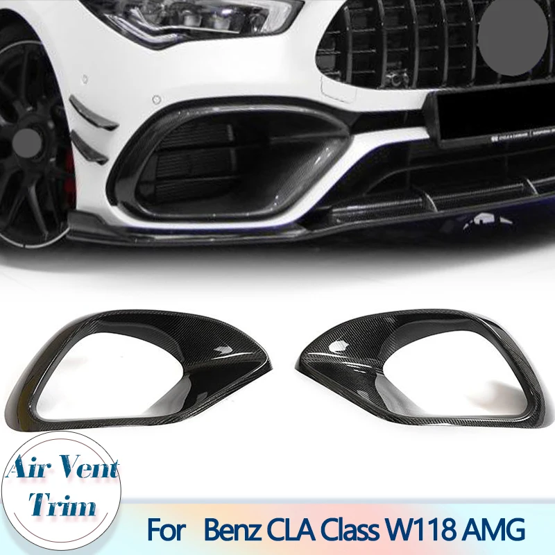 Carbon Fiber Car Front Bumper Fog Light Air Vent Trims for Mercedes Benz CLA Class W118 AMG Sedan 4-Door 2020-2023 Air Vents