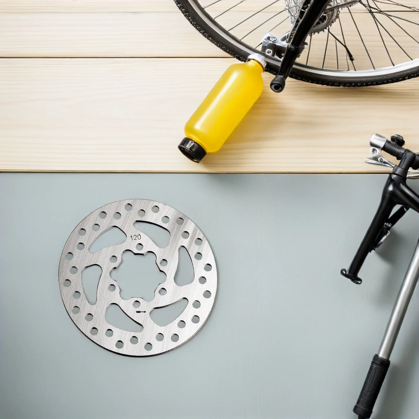 1pc 120Mm Stainless Steel Rotor For Bike Parts Hollow Design Durable Disc Brake Replacement 120Mm Bike Disc Brake Rotor Bolts