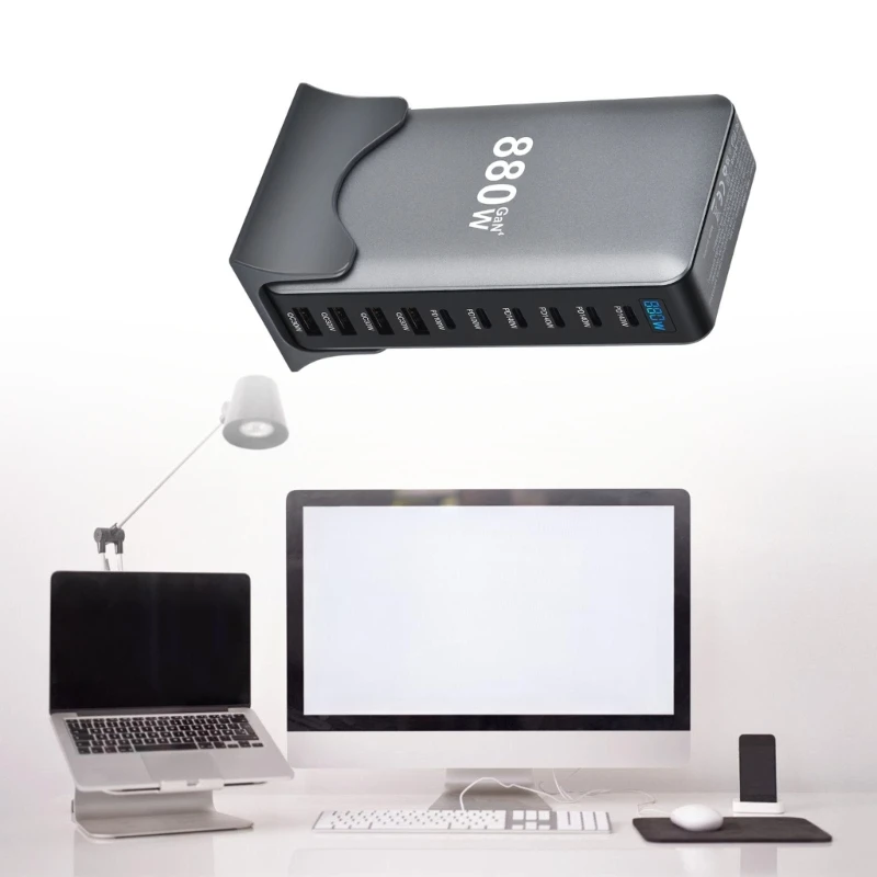 

Технология зарядки USB C мощностью 880 Вт. Быстрая зарядка нескольких устройств с защитой безопасности. Легко носить с собой для