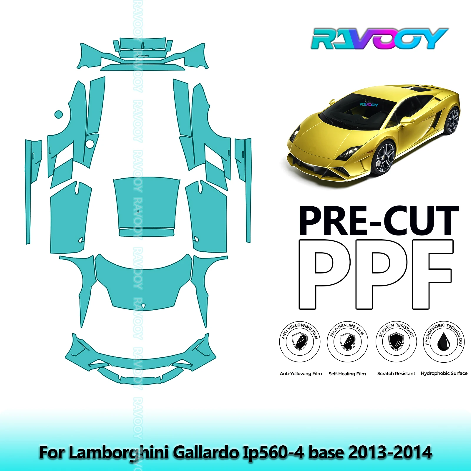 

8.5Mil Full Vehicle Precut PPF Paint Protection Film For Lamborghini Gallardo Ip560-4 base 2013-2014