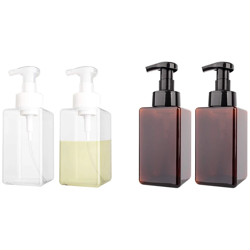 2 Pack Foaming Soap Dispenser 15Oz Refillable Foam Liquid Hand Soap Empty Plastic Pump Bottle Container - 450Ml