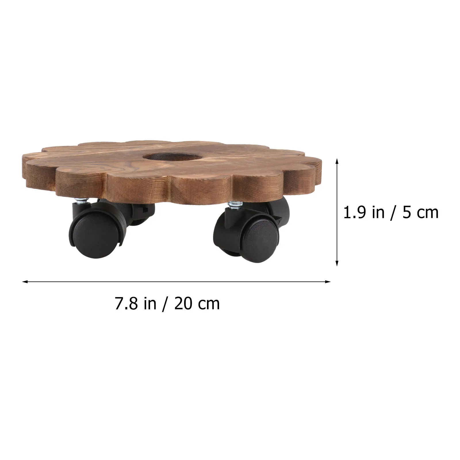 1Pcs Light Brown Wooden Flowerpot Tray Thickened Heavy Duty Planter Pallet Rolling Stand Plant Base for Indoor Outdoor Large