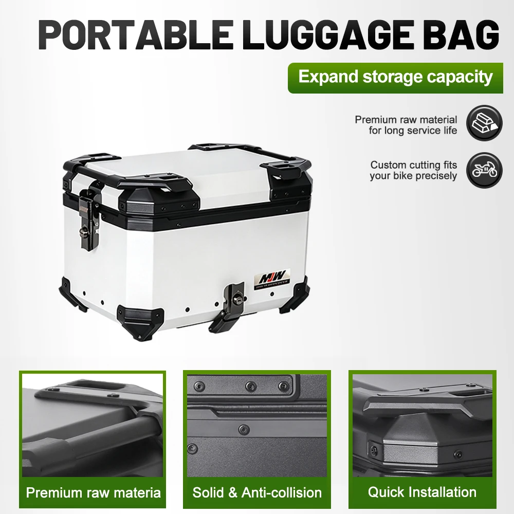 30/42L Side-Opening Quick Release Aluminum Alloy Rear Tail Trunk, Universal Fit Motorcycle Scooter E-Bike Luggage Storage Case