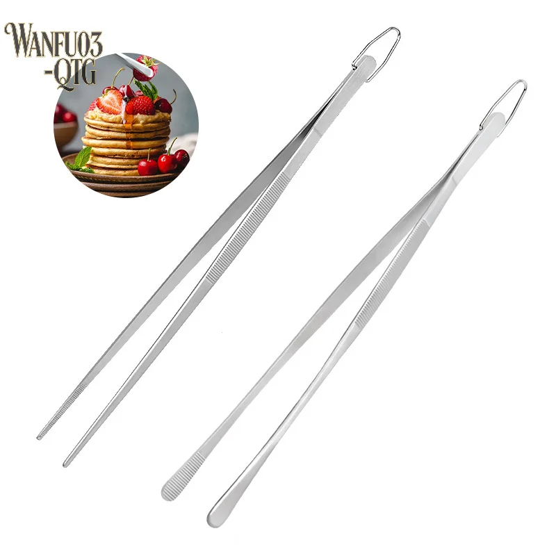 Hot 30CM Kitchen Tweezers Fine Tweezer Tongs Extra-Long Stainless Steel Cooking Tweezers For BBQ Cooking Bartending Tools