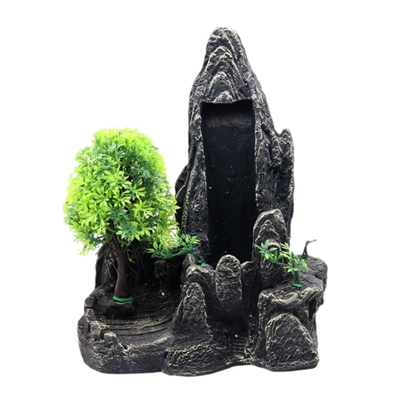 Landscape Mountain Landscape Fish Tanks Decorations for Aquariums Terrarium Shrimp Waterfall Large Tree Ornaments 203C