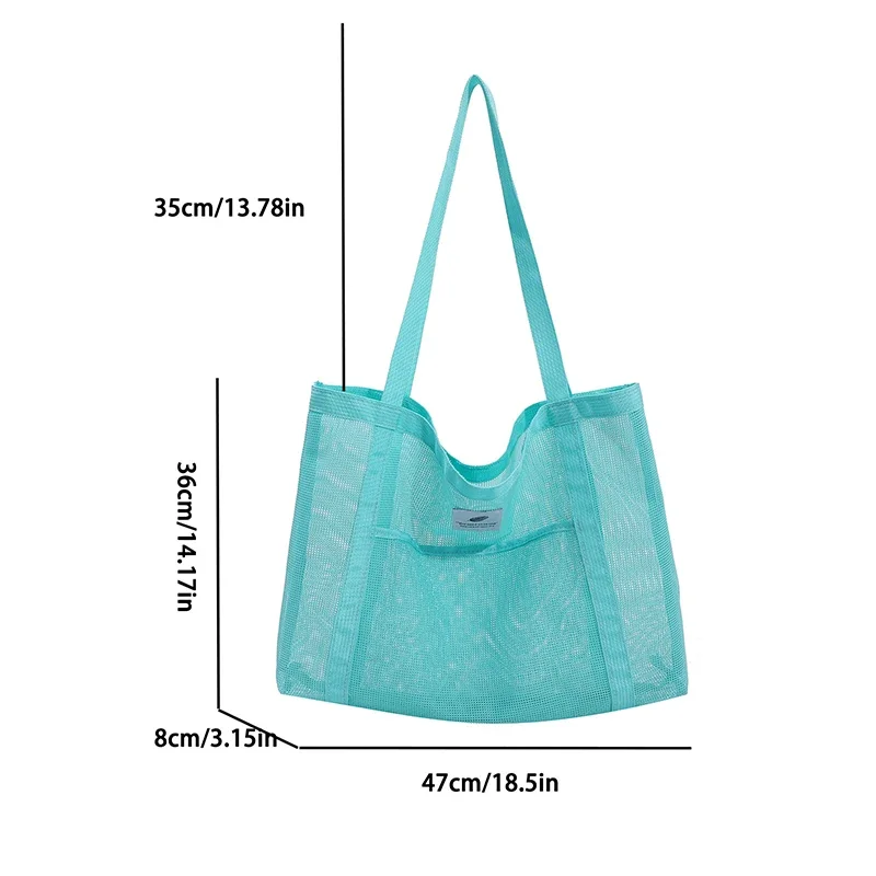 Transparente Mesh-Umhängetasche für Damen, modische tragbare Handtasche zum Einkaufen, Reisen, Strand, Mesh-Netztasche – Detail 14