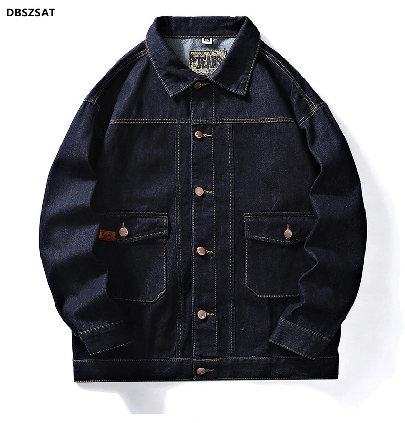 

2022 Cotton Denim Jacket Men Casual Solid Color Lapel Single Breasted Jeans Jacket Men Spring Quality Mens Jackets Size 7XL