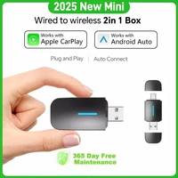 ANYFAR interfaz Dual inalámbrico CarPlay Android Auto adaptador inalámbrico USB TYPE-C Mini caja inteligente enchufe conexión rápida Universal