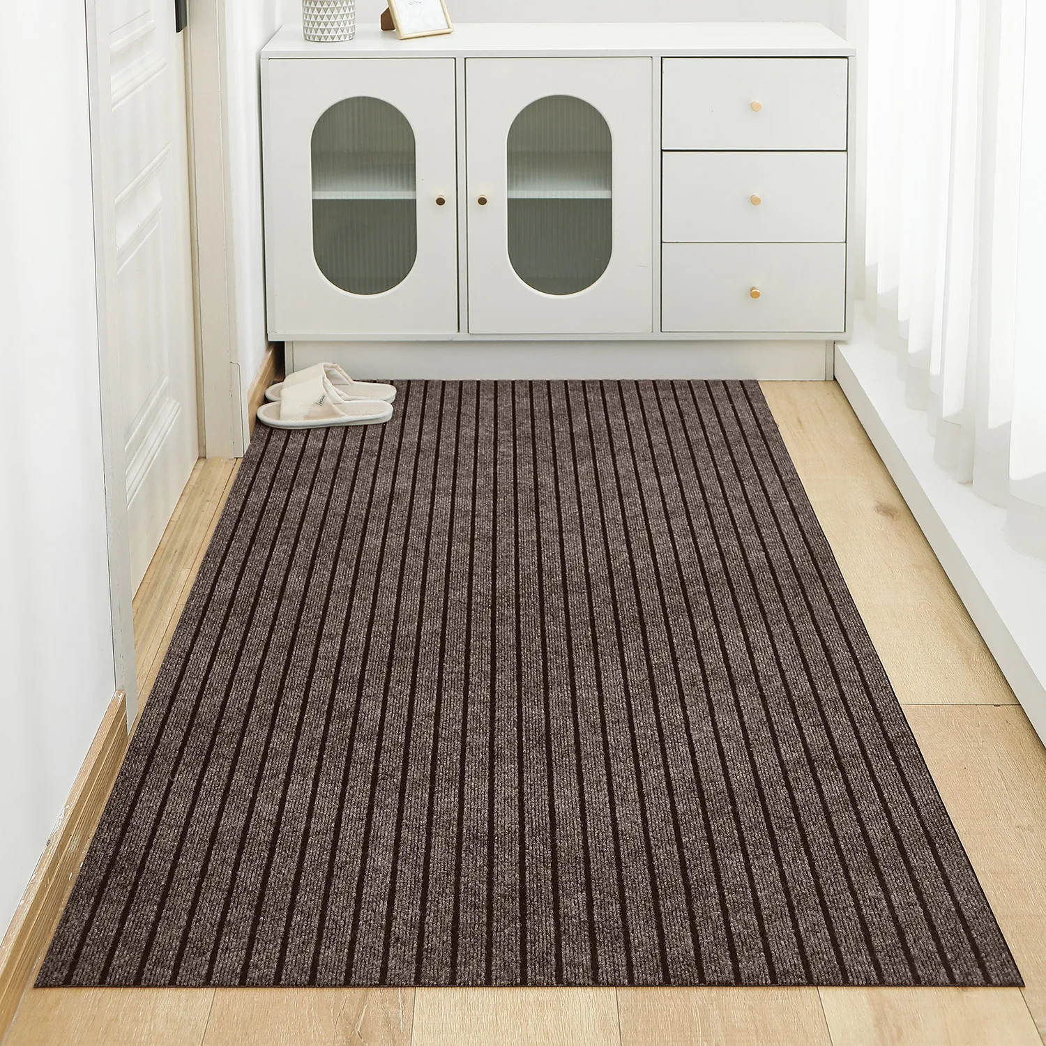 Solid color anti-slip kitchen striped carpet bathroom balcony home decoration floor mat room decoration door mat can be cut at w