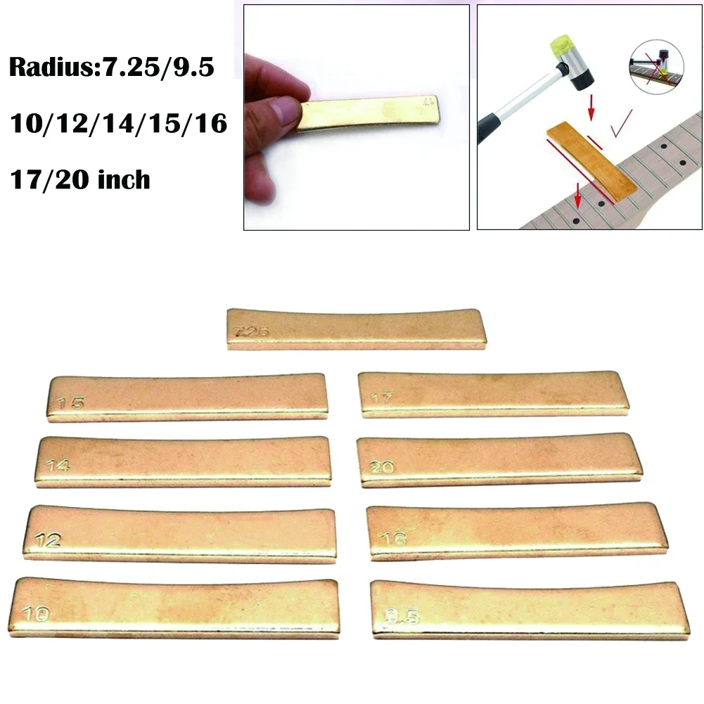 9 ขนาด Golden กีตาร์รัศมีทองเหลือง Fingerboard Fret กด Caul ใส่กีตาร์ DIY เครื่องมือกีตาร์ Luthier เครื่องมือกด Frets 7.25-20