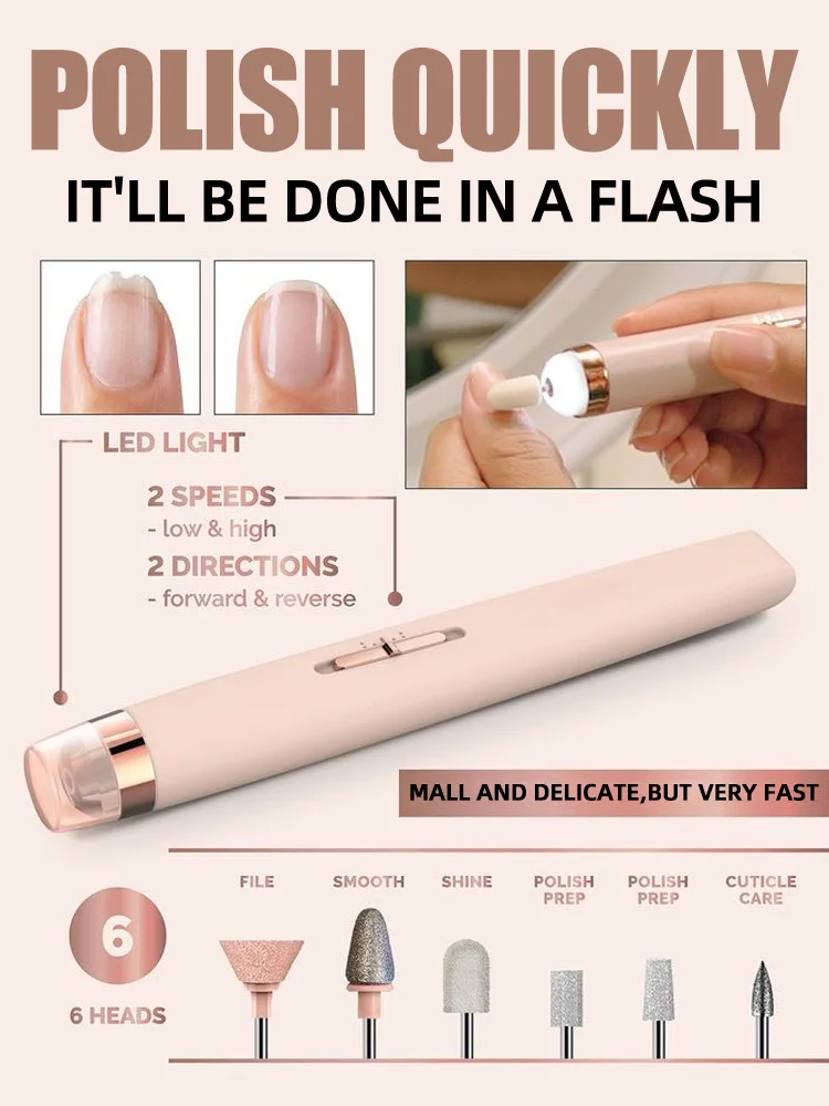 

Electric Nail Drill Portable USB Powered Nail Polisher for Manicure, Pedicure and Nail Equipment