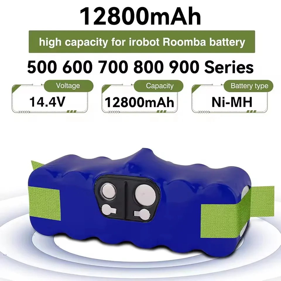 

New 14.4V 12800mAh Ni-MH Replacement Battery for irobot Roomba 500 600 700 800 900Series 585 595 600 610 620 630 631 650 660 760