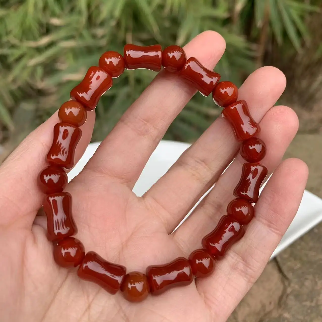 Genuine Natural agate Buddha Bracelet Crystal Gift Woman Round Beads Jewelry Fine