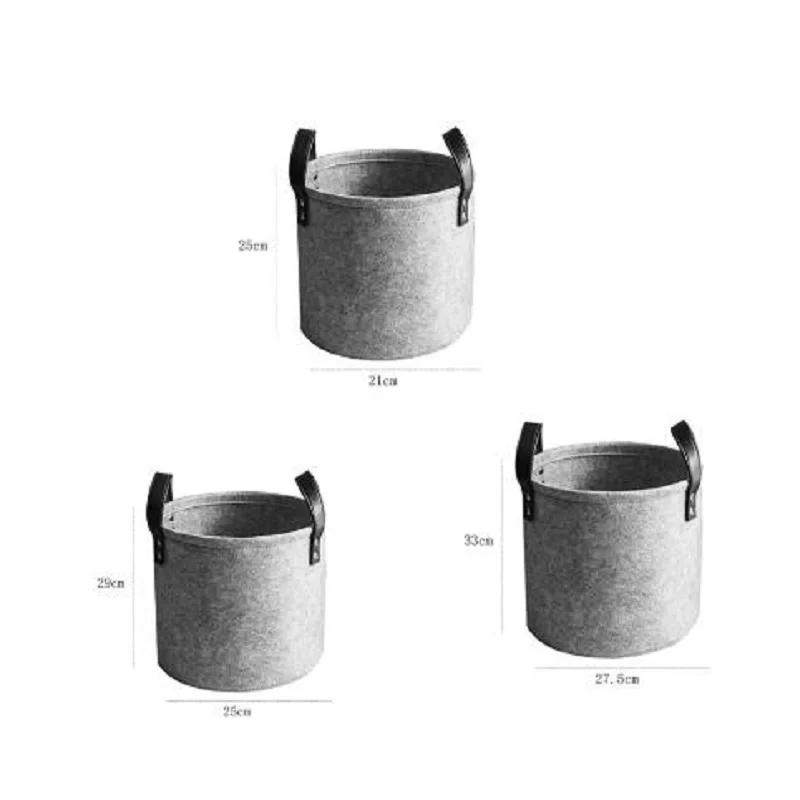 Felt Laundry Basket Portable Storage Bin Children Toy Storage Barrel Round Gray Dirty Clothes Basket Closet Organizer Bucket