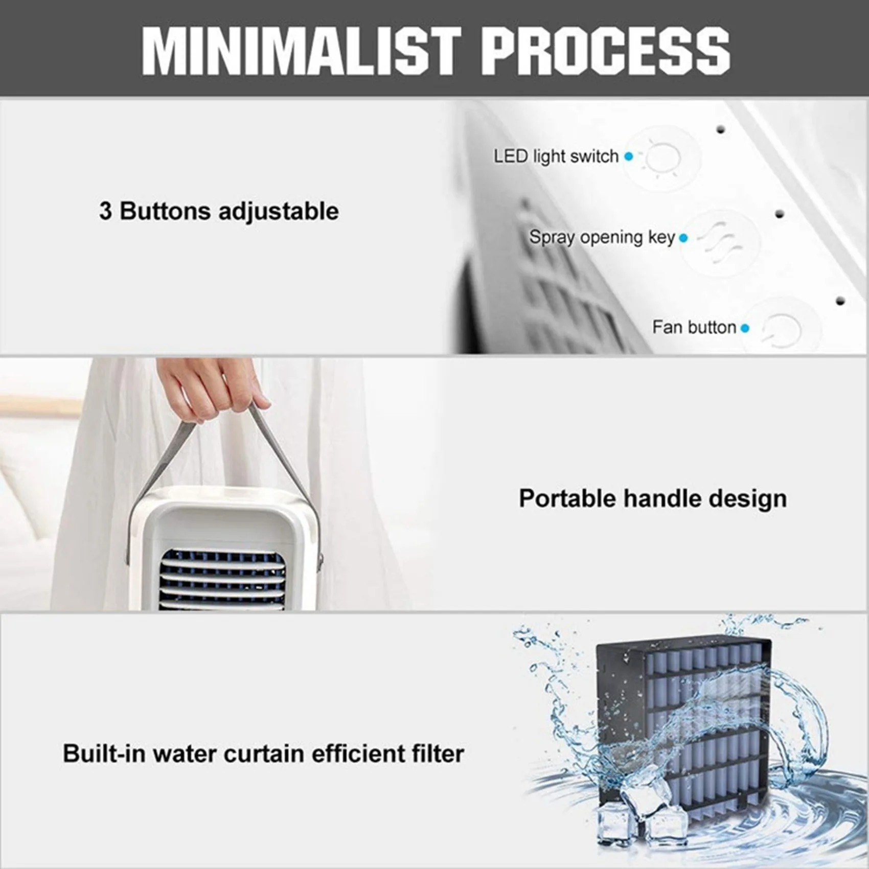 

BABZ-Мини-вентилятор для кондиционера, настольный испарительный воздухоохладитель, 3-скоростной портативный вентилятор для кондиционера, бытовой воздухоохладитель