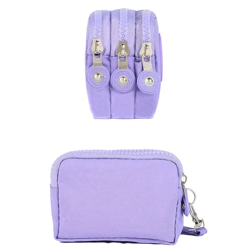 Mini monedero de nailon, bolso para llaves, billeteras para mujer con cremallera, impermeable, portátil, tarjetero de tres capas, bolso para mujer y niña, bolso para auriculares