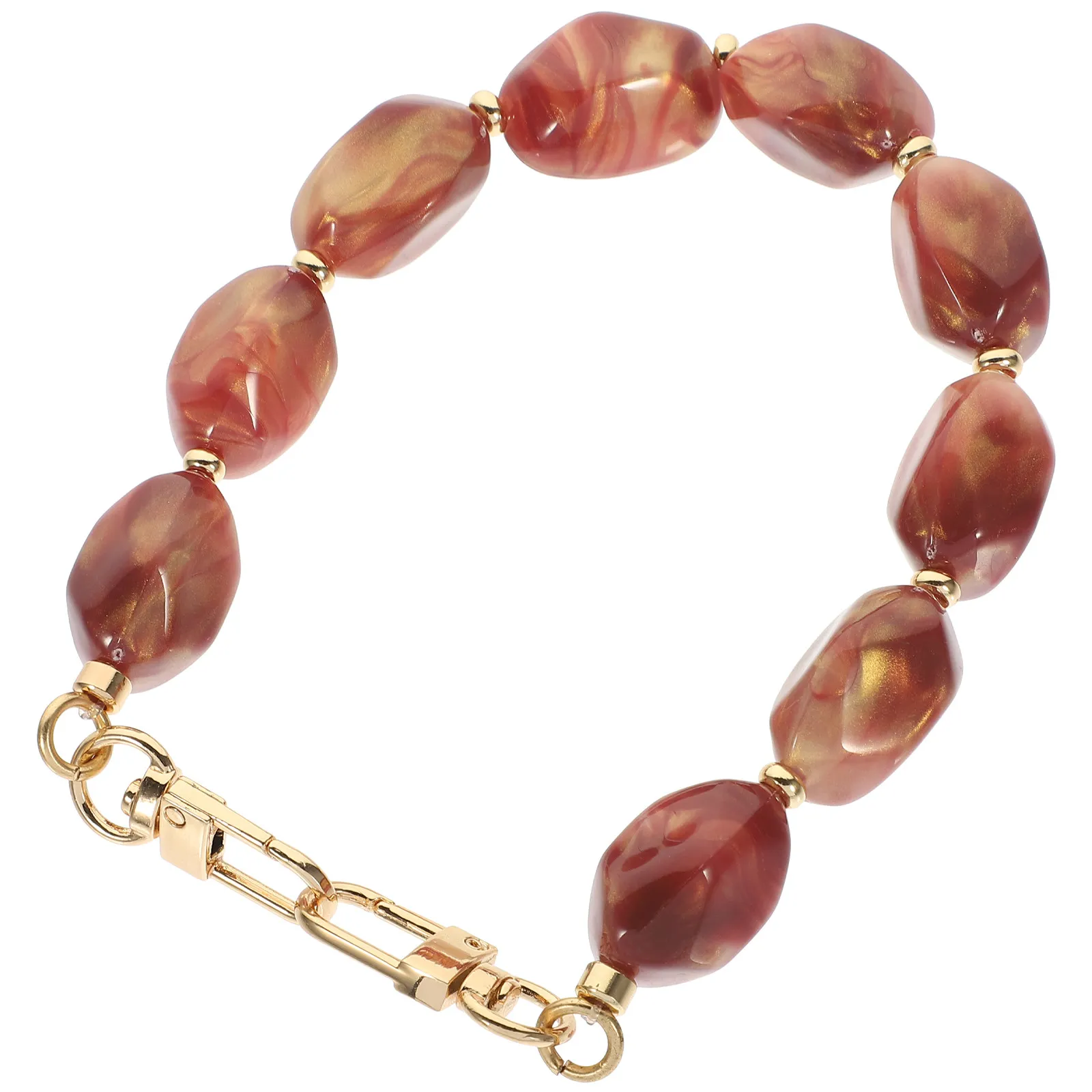 

Изящный глянцевый ремешок-цепочка с бусинами для сумок, клатчей, наплечных сумок, устойчивый к выцветанию, с прочным креплением на пряжке