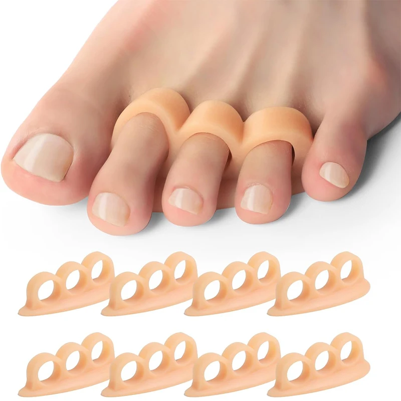 زوج واحد من مصحح فرد أصابع القدم المطرقة من جل السيليكون لأصابع القدم المجعدة أداة ضبط العناية بالقدم #6