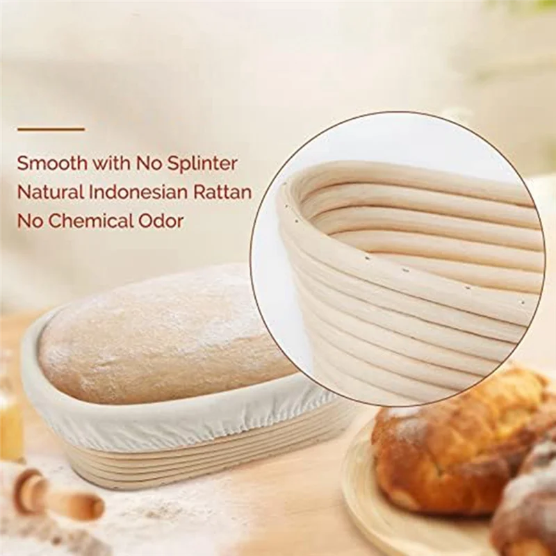 Bread Baking Set, Oval Bread Fermentation Basket, with Flour Mixer Accessories, Used for Kitchen Making