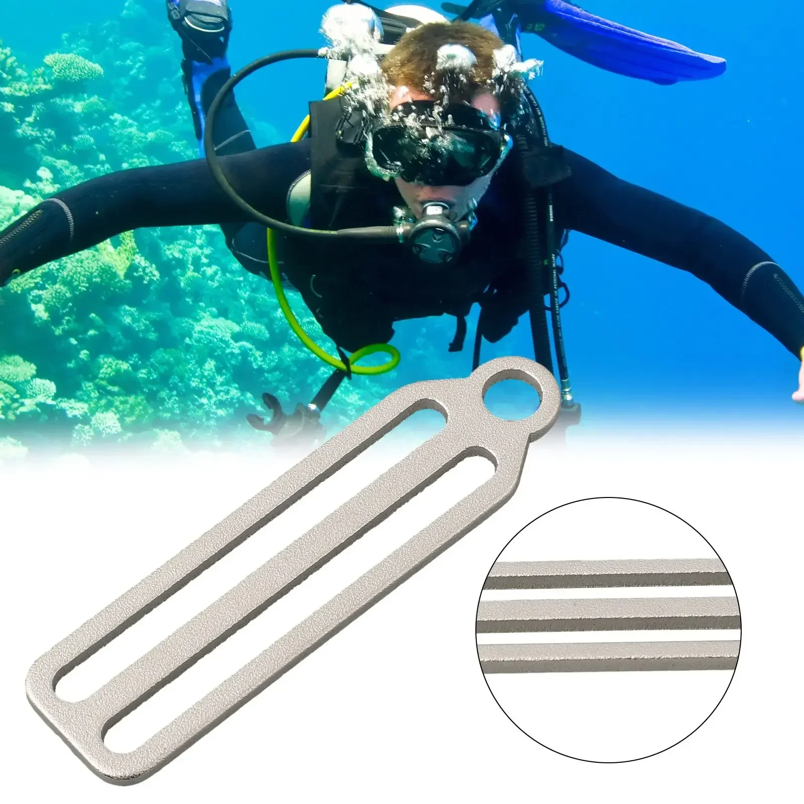 Snorkeling Equipment Buckle Outdoor Sports 68*18*2mm Lightweight Silver Stainless Steel Anti-corrosion Portable