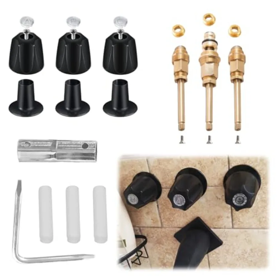 

3-Handle Bathtub Shower Remodel Trim Kit for Price Pfister Verve Faucets - Includes 12H Series Stems 12H-2H/12H-2C/12H-18D and