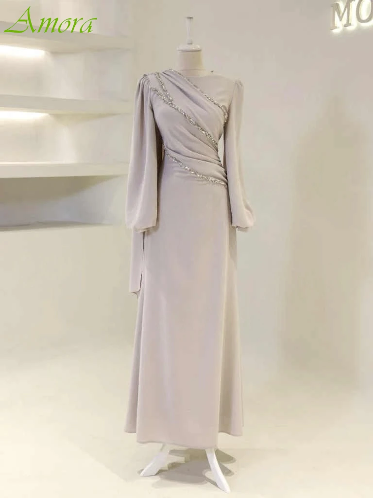 

Customized Straight Crew Neck Elegant Temperament Evening Dress High Quality Celebrity Gowns Delicate Classic Party Dress