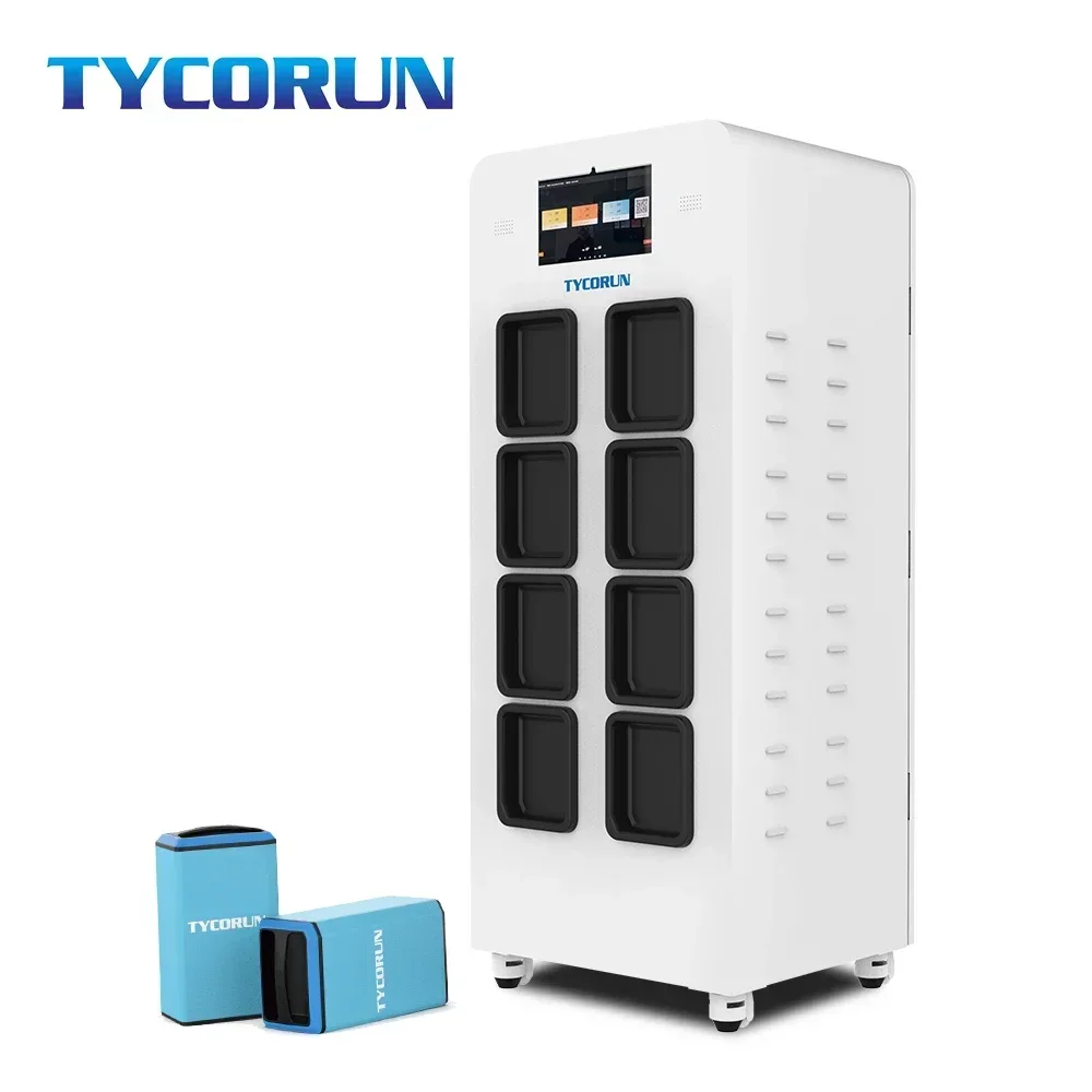 Tycorun swap and go station 10 minute battery swapping electric motorcycle three wheeler car outdoor battery swapping station