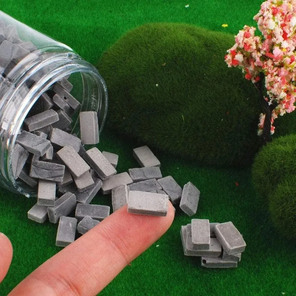 Maßstab 1:35 150/200 Stück Mini-Steine für die Landschaftsbau, Miniatur-Steine, Ziegelwand, kleine Steine für Puppenhaus-Gartenteile – Detail 1