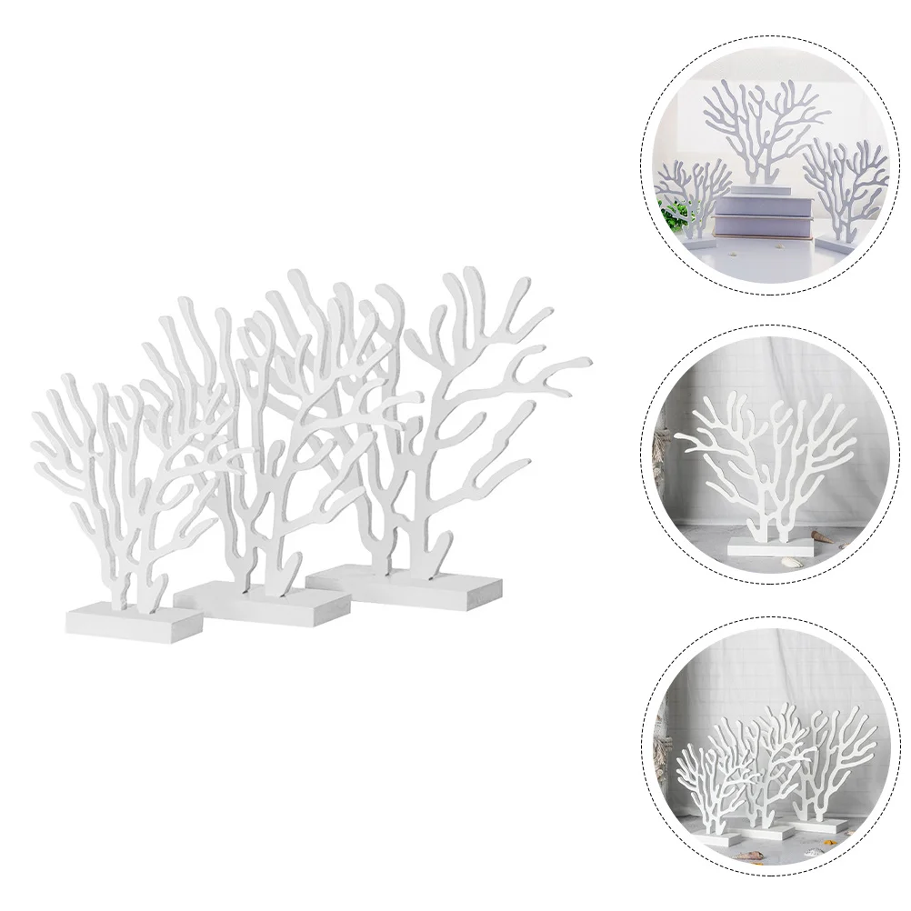

1Set Coral Ornament Delicate Style Wood Ornament for Summer Party Holiday Gathering Room Decor Home Supplies