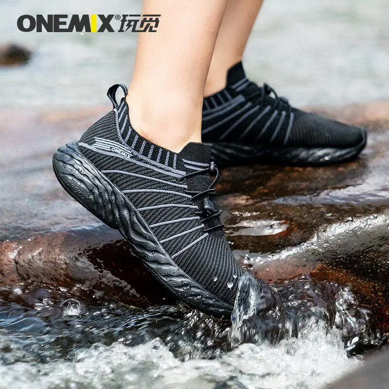 Onemix Waterproof Sports Shoes  Lightweight, Shock-Absorbing, Breathable, and Casual Running Shoes for Men and Women (Black)