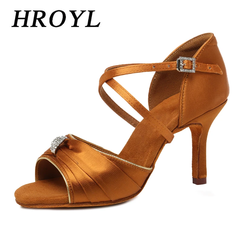 Zapatos de baile para mujer, tacones elegantes latinos, zapatos de baile de salón, suela de ante, sandalias de Salsa Tango Samba decoradas con diamantes de imitación