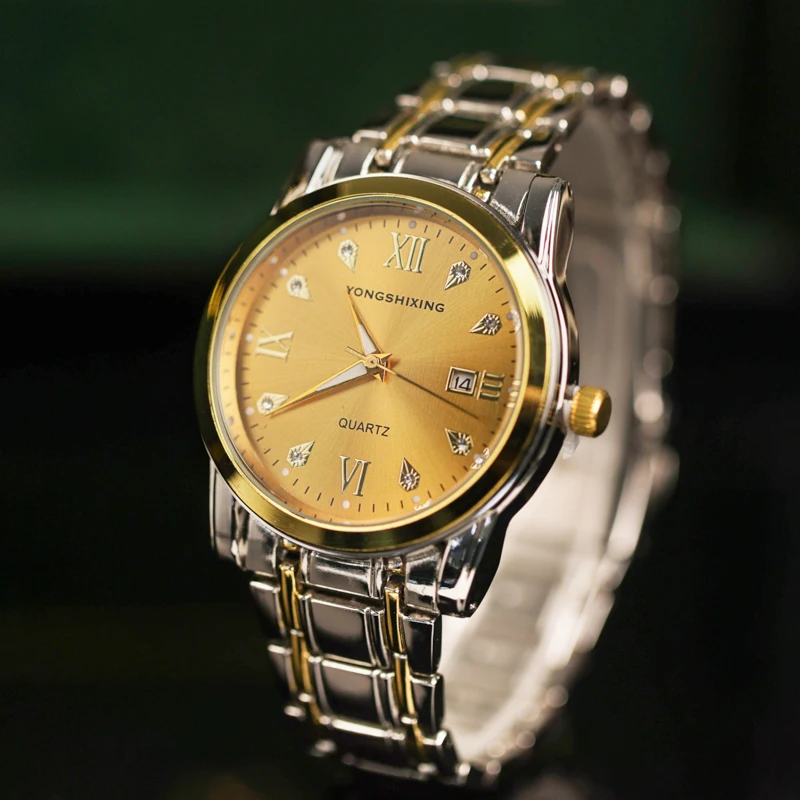 

CILOA round gold business watch for men, genuine brand, high-quality waterproof quartz watch, suitable for professional men.