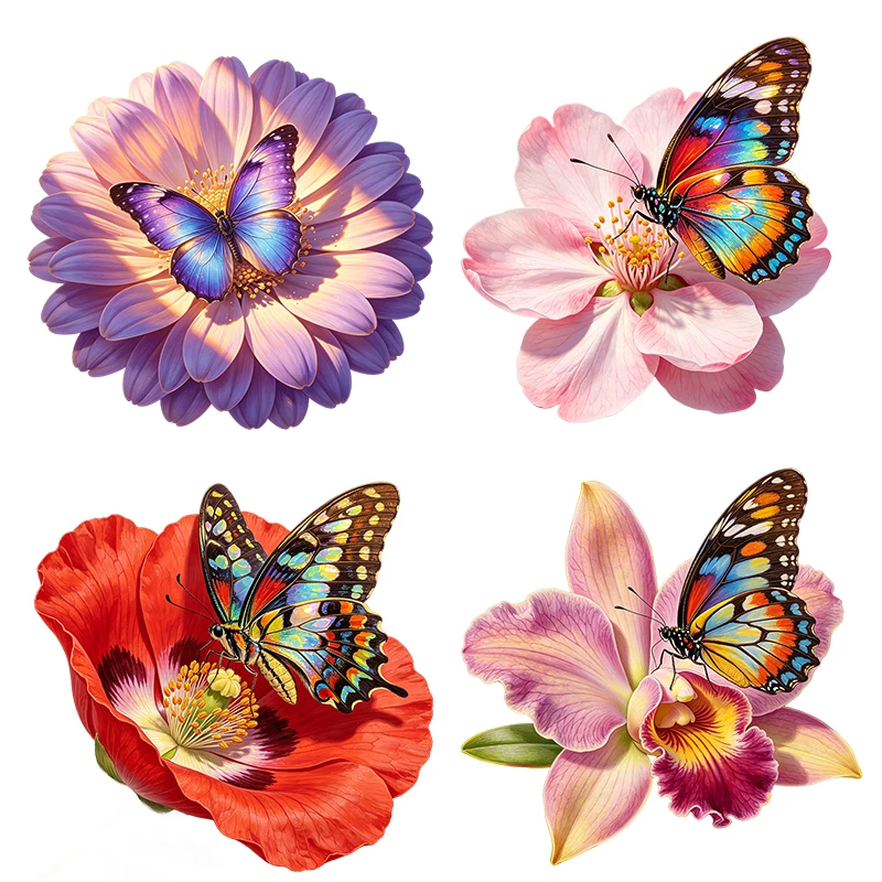 Three Ratels CAB128 Butterflies on Flowers Art Wall Stickers for Home Decoration Toilet decal Car decals waterproof