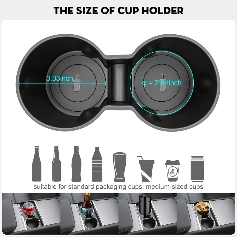 For Tesla Model Y Juniper Model 3 2025 Center Console Water Cup Holder TPE Coaster Mat Pad Model Y Juniper Organizer Accessories image 6
