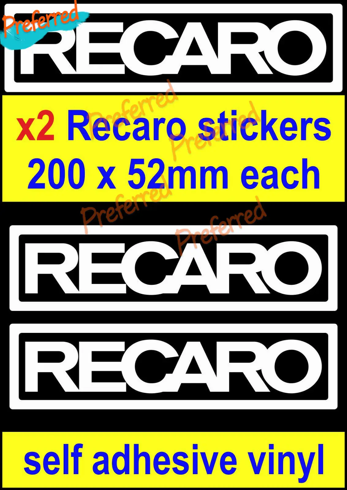 

2 RECARO Stickers for Auto Motocross Racing Laptop Helmet Trunk Wall Waterproof Sunscreen Motorsport Car Toolbox Van Decals
